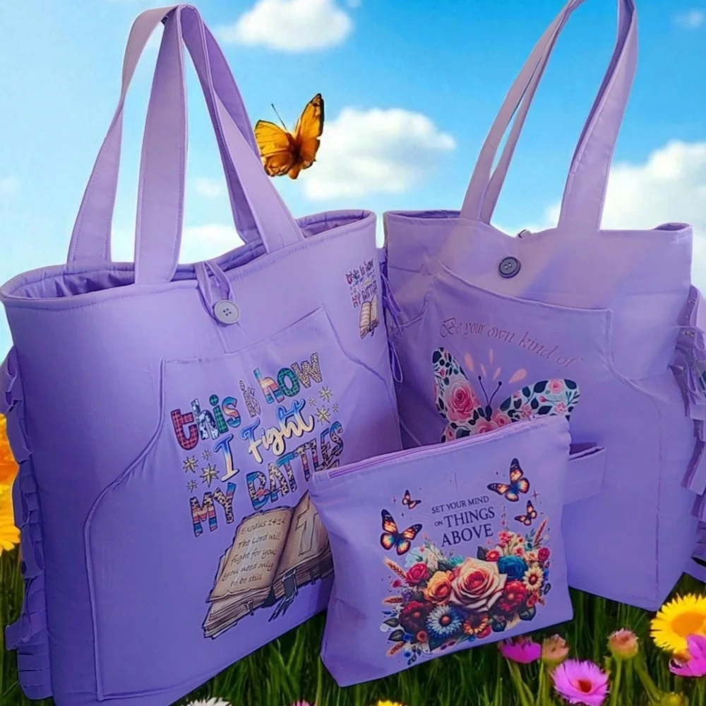 Vibrant Purple Floral Tote Bag Collection